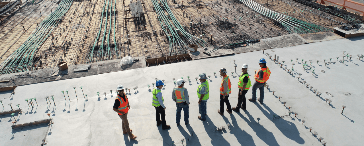 Construction site with excavator